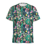 Watercolor Blooming Cactus Print Men's Sports T-Shirt