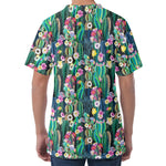 Watercolor Blooming Cactus Print Men's Velvet T-Shirt