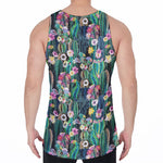 Watercolor Blooming Cactus Print Men's Velvet Tank Top