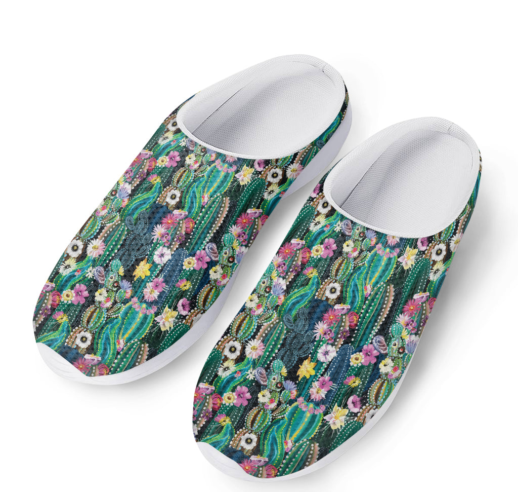 Watercolor Blooming Cactus Print Mesh Casual Shoes