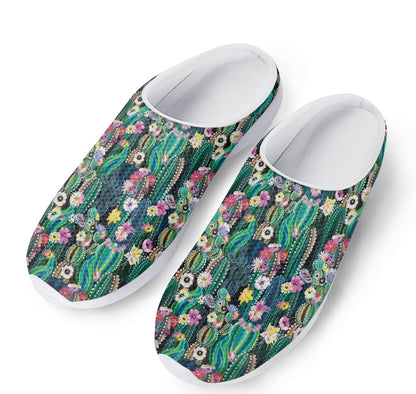 Watercolor Blooming Cactus Print Mesh Casual Shoes