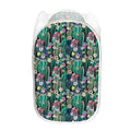 Watercolor Blooming Cactus Print Mesh Laundry Hamper