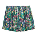 Watercolor Blooming Cactus Print Mesh Shorts