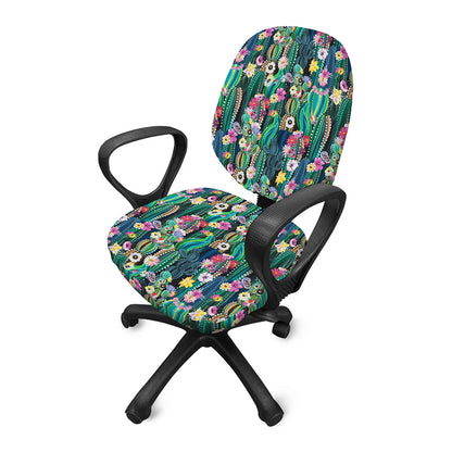 Watercolor Blooming Cactus Print Office Chair Cover