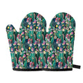 Watercolor Blooming Cactus Print Oven Mitts