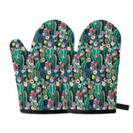 Watercolor Blooming Cactus Print Oven Mitts