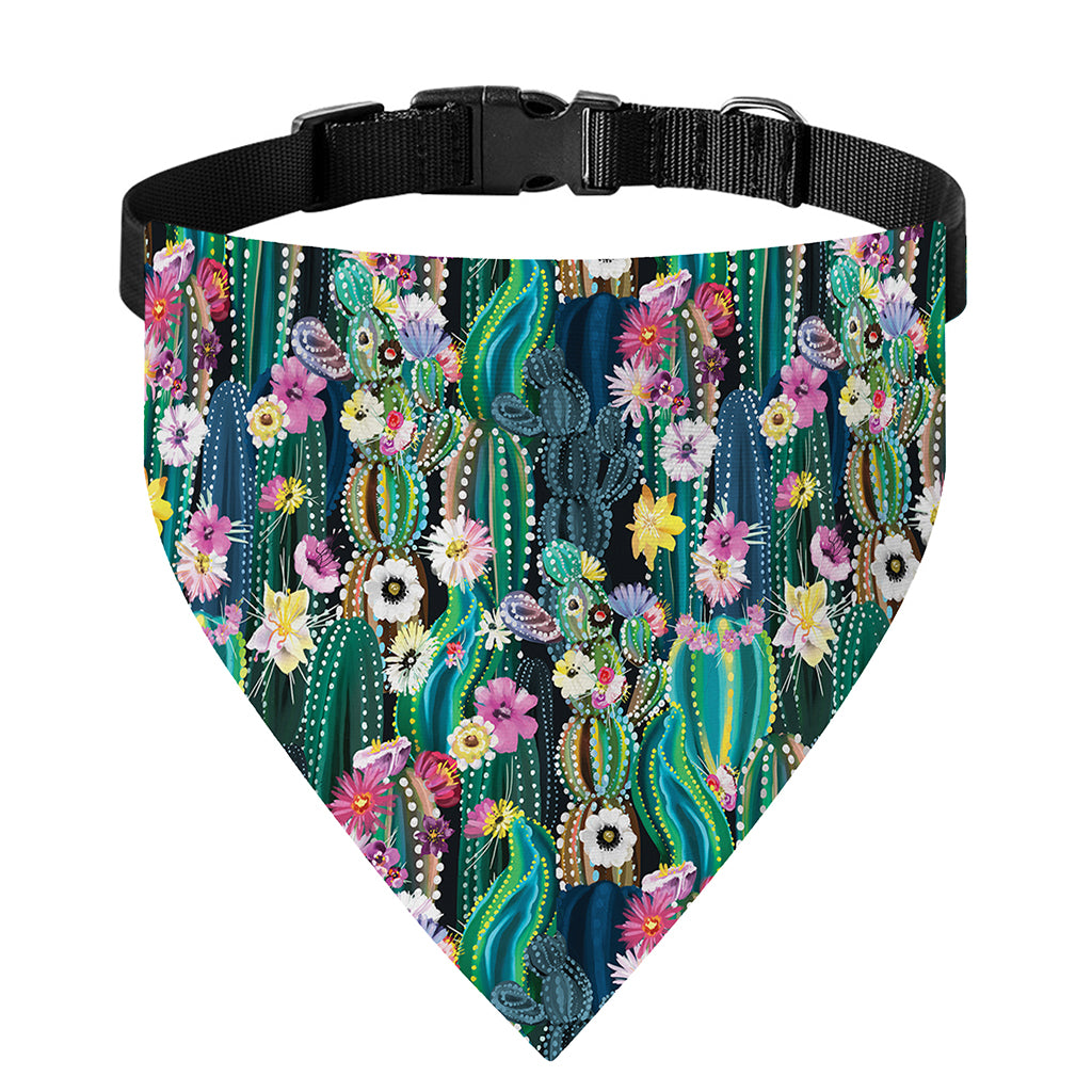 Watercolor Blooming Cactus Print Over The Collar Dog Bandana