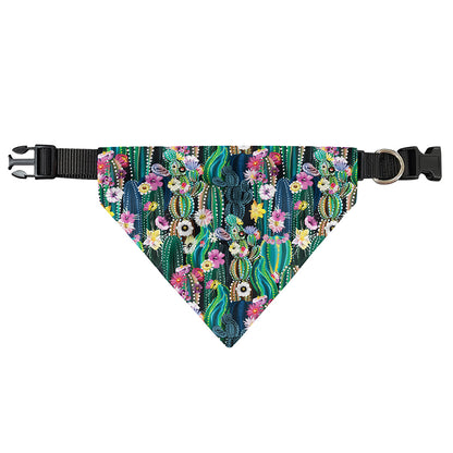 Watercolor Blooming Cactus Print Over The Collar Dog Bandana