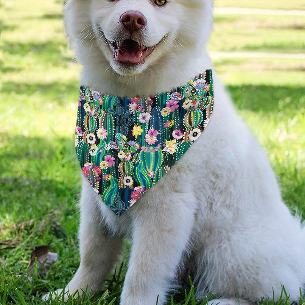 Watercolor Blooming Cactus Print Over The Collar Dog Bandana