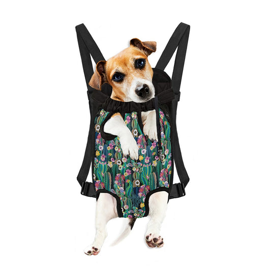 Watercolor Blooming Cactus Print Pet Carrier Backpack