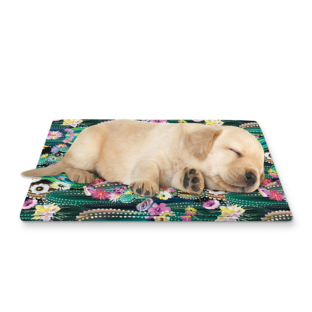 Watercolor Blooming Cactus Print Pet Cooling Mat Cover