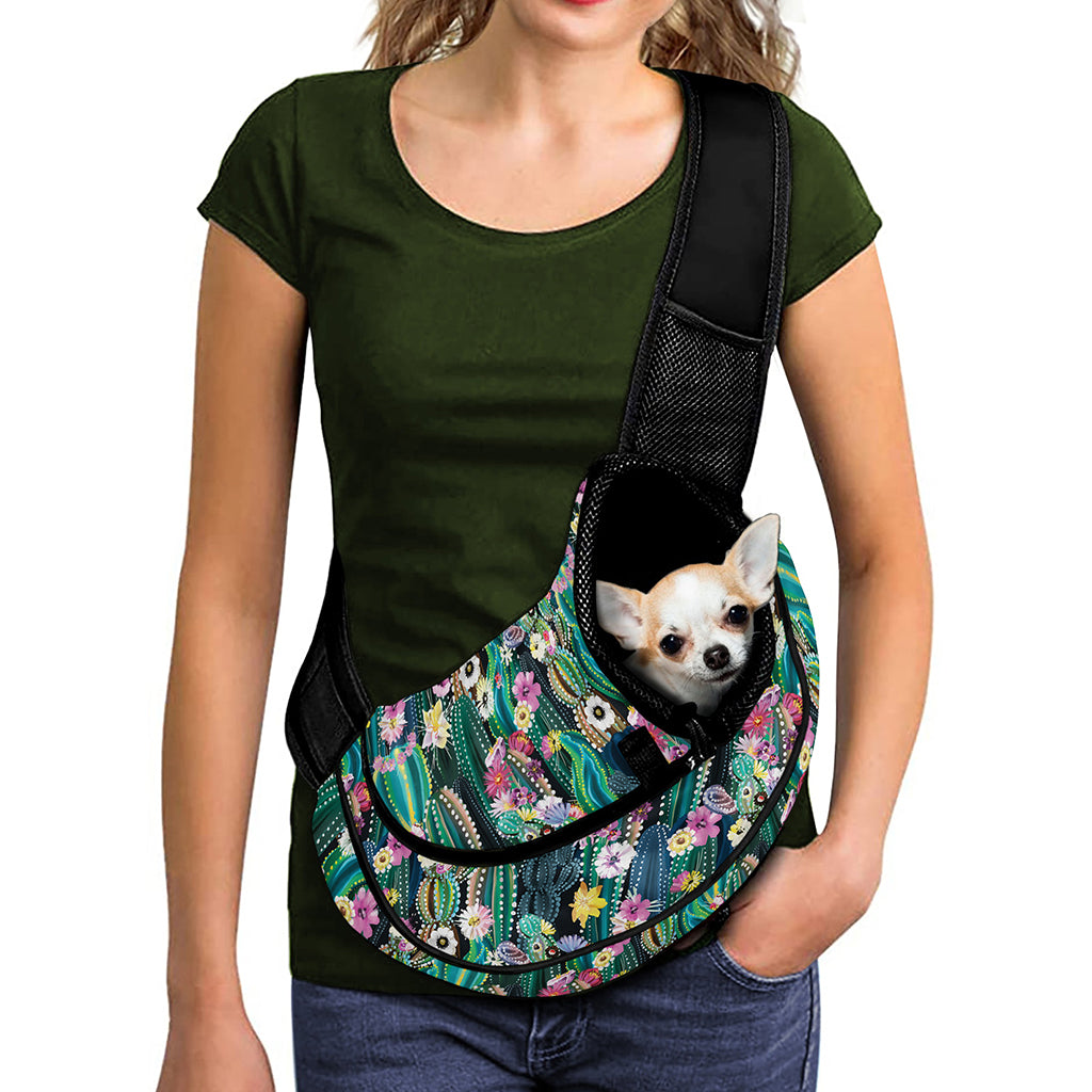 Watercolor Blooming Cactus Print Pet Sling Carrier