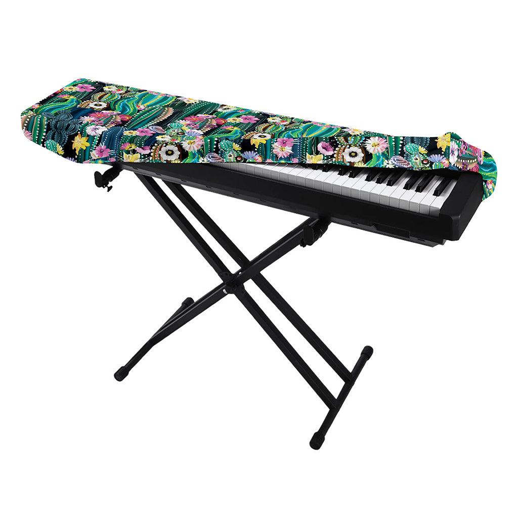 Watercolor Blooming Cactus Print Piano Keyboard Cover