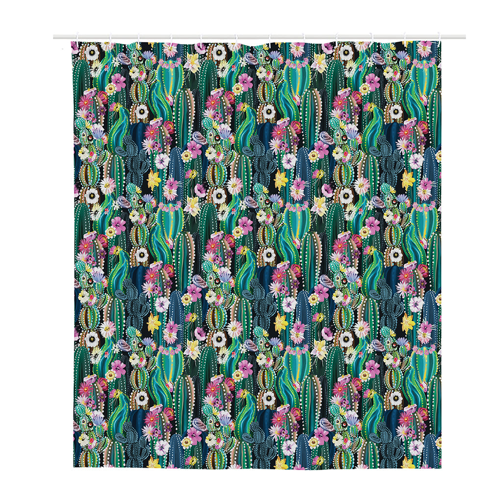 Watercolor Blooming Cactus Print Polyester Shower Curtain