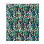 Watercolor Blooming Cactus Print Polyester Shower Curtain