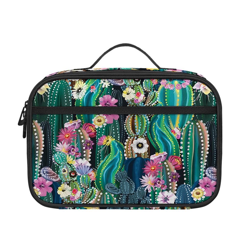 Watercolor Blooming Cactus Print Portable Lunch Bag