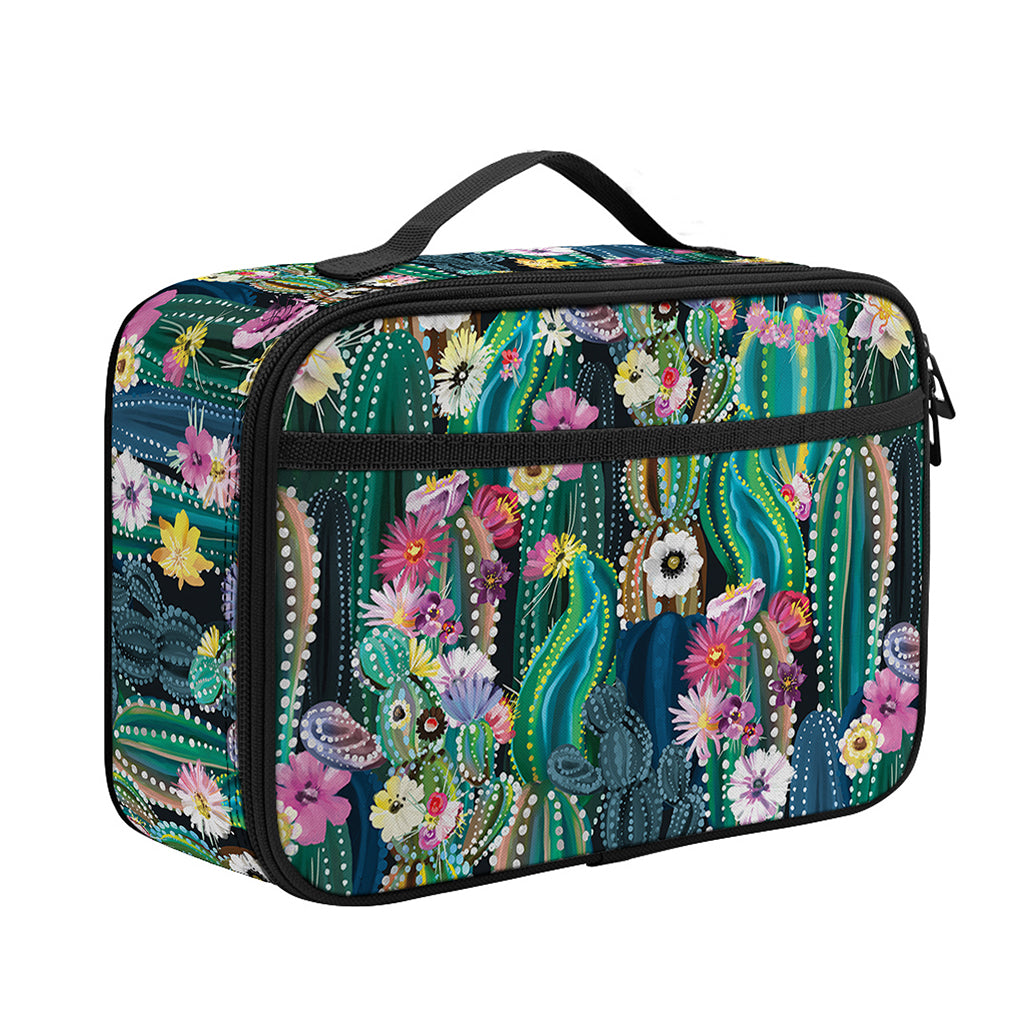 Watercolor Blooming Cactus Print Portable Lunch Bag