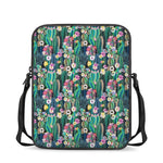 Watercolor Blooming Cactus Print Rectangular Crossbody Bag