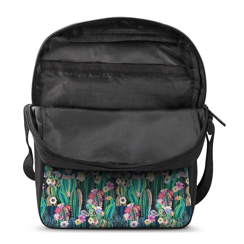 Watercolor Blooming Cactus Print Rectangular Crossbody Bag