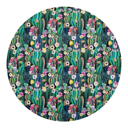 Watercolor Blooming Cactus Print Round Blanket