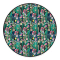 Watercolor Blooming Cactus Print Round Floor Mat