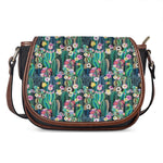 Watercolor Blooming Cactus Print Saddle Bag