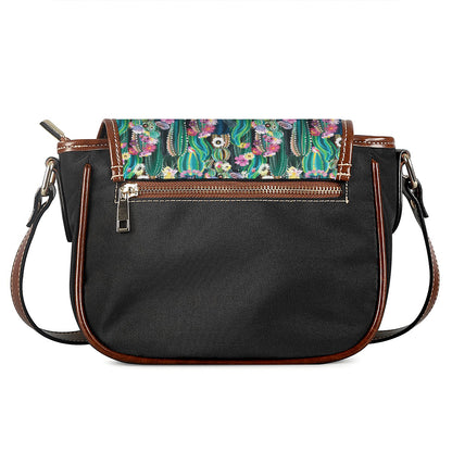 Watercolor Blooming Cactus Print Saddle Bag
