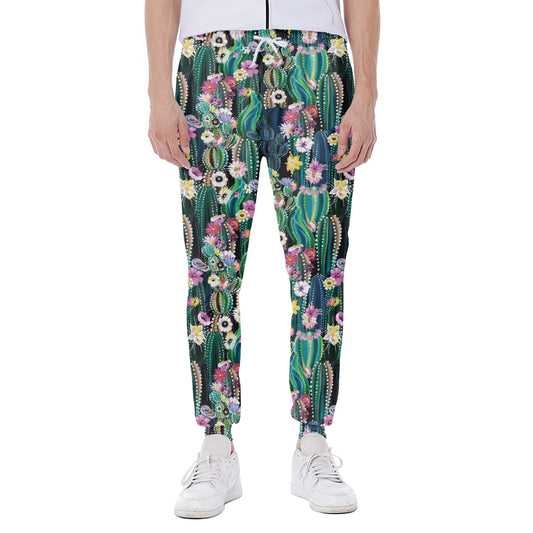 Watercolor Blooming Cactus Print Scuba Joggers