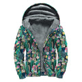 Watercolor Blooming Cactus Print Sherpa Lined Zip Up Hoodie