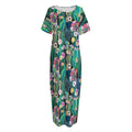 Watercolor Blooming Cactus Print Short Sleeve Long Nightdress