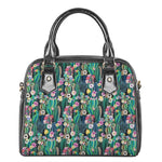 Watercolor Blooming Cactus Print Shoulder Handbag