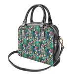 Watercolor Blooming Cactus Print Shoulder Handbag