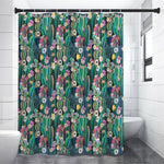 Watercolor Blooming Cactus Print Shower Curtain