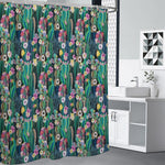 Watercolor Blooming Cactus Print Shower Curtain