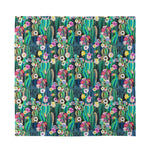 Watercolor Blooming Cactus Print Silk Bandana