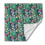 Watercolor Blooming Cactus Print Silk Bandana