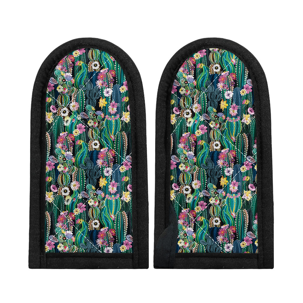 Watercolor Blooming Cactus Print Skillet Handle Cover