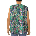 Watercolor Blooming Cactus Print Sleeveless Baseball Jersey