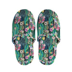 Watercolor Blooming Cactus Print Slippers