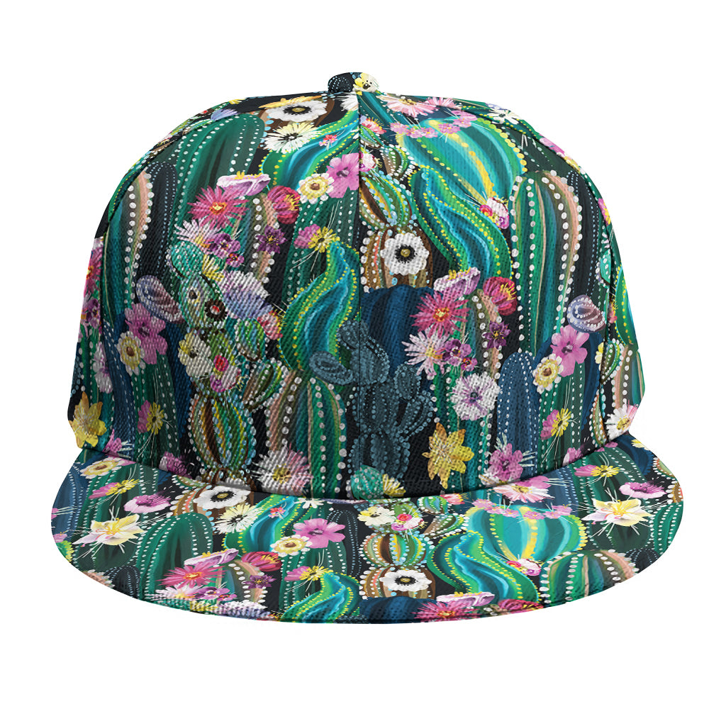 Watercolor Blooming Cactus Print Snapback Cap