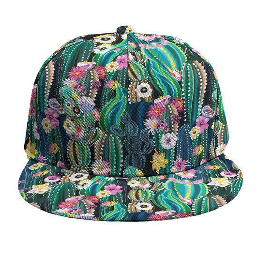 Watercolor Blooming Cactus Print Snapback Cap