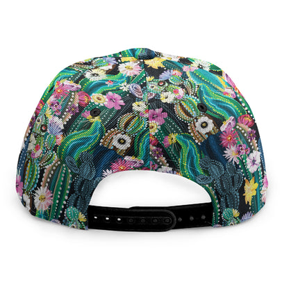 Watercolor Blooming Cactus Print Snapback Cap