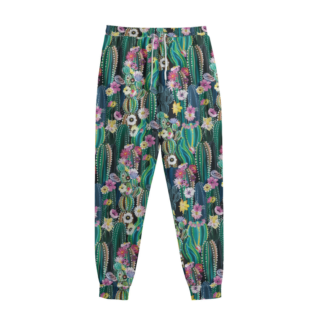 Watercolor Blooming Cactus Print Sweatpants