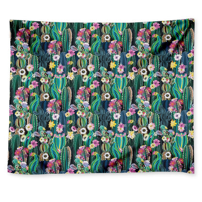 Watercolor Blooming Cactus Print Tapestry