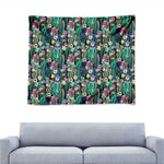 Watercolor Blooming Cactus Print Tapestry