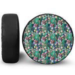 Watercolor Blooming Cactus Print Tire Cover