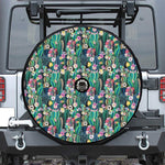 Watercolor Blooming Cactus Print Tire Cover With Camera Hole