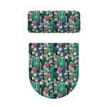 Watercolor Blooming Cactus Print Toilet Lid And Tank Cover Set