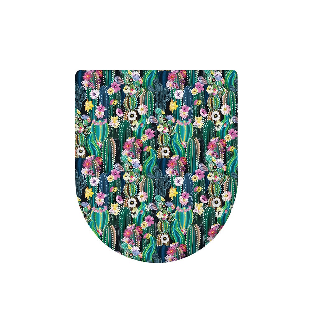 Watercolor Blooming Cactus Print Toilet Lid Cover