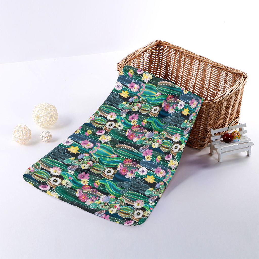 Watercolor Blooming Cactus Print Towel